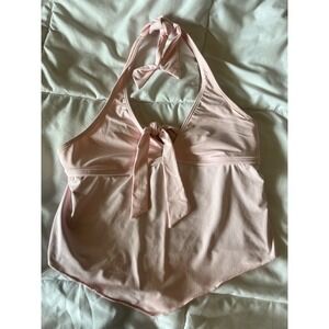 Swim Systems Halter Tankini Pink Tie Neck And Back Open Back